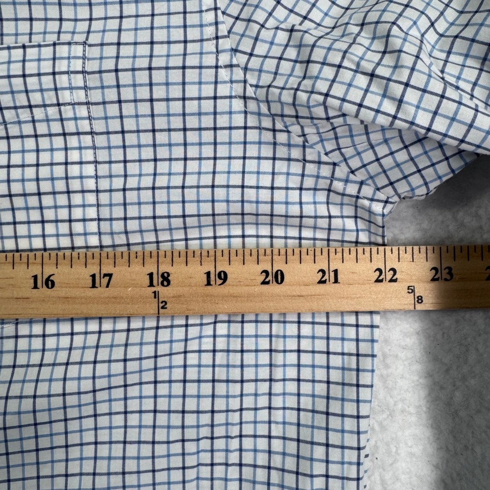 GAP Mens Standard Fit Stretch Checked Button Down Shirt Size Medium Blue White - Picture 6 of 8